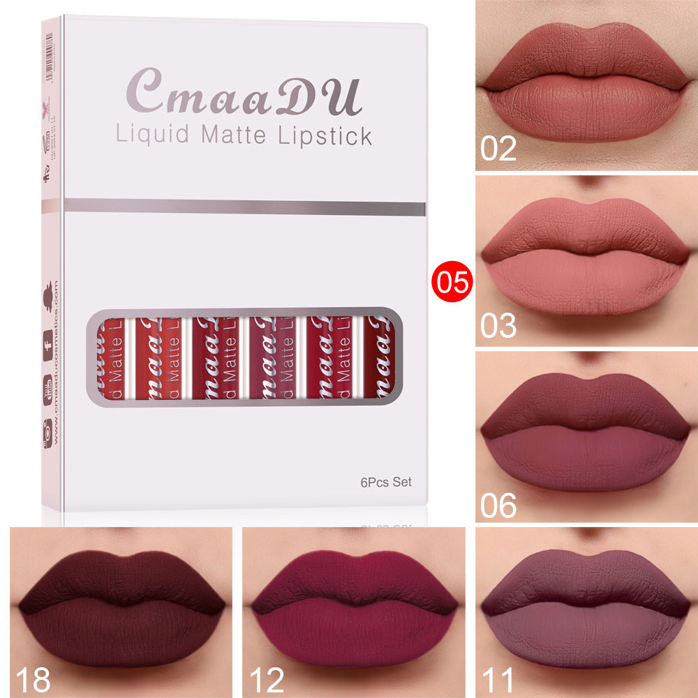 6 Boxes Of Matte Non-stick Cup Waterproof Lipstick - PixelGlamour