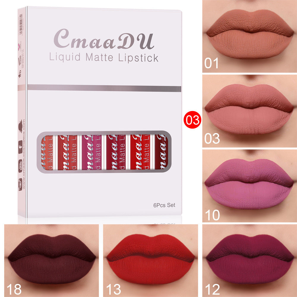 6 Boxes Of Matte Non-stick Cup Waterproof Lipstick - PixelGlamour