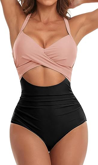 Women's Fashion Casual Cross One-piece Swimsuit - PixelGlamour