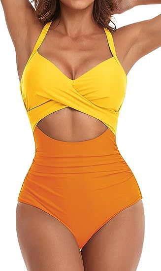 Women's Fashion Casual Cross One-piece Swimsuit - PixelGlamour