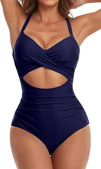 Women's Fashion Casual Cross One-piece Swimsuit - PixelGlamour