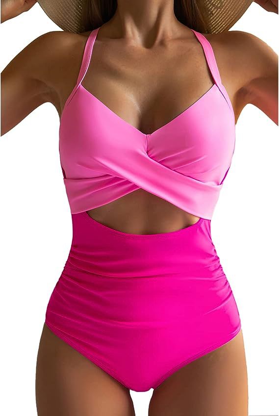 Women's Fashion Casual Cross One-piece Swimsuit - PixelGlamour