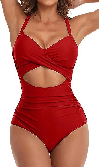 Women's Fashion Casual Cross One-piece Swimsuit - PixelGlamour