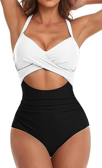 Women's Fashion Casual Cross One-piece Swimsuit - PixelGlamour