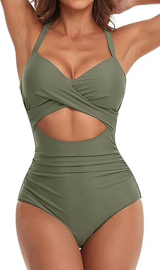 Women's Fashion Casual Cross One-piece Swimsuit - PixelGlamour