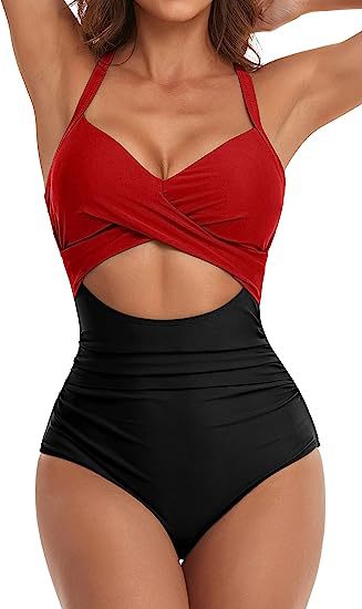 Women's Fashion Casual Cross One-piece Swimsuit - PixelGlamour