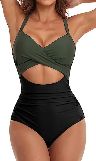 Women's Fashion Casual Cross One-piece Swimsuit - PixelGlamour