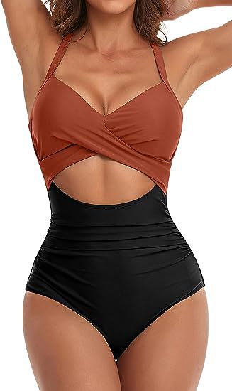 Women's Fashion Casual Cross One-piece Swimsuit - PixelGlamour