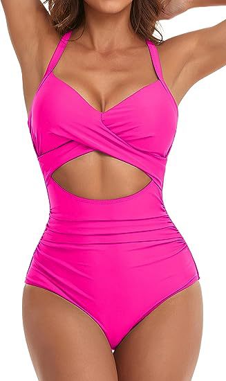 Women's Fashion Casual Cross One-piece Swimsuit - PixelGlamour