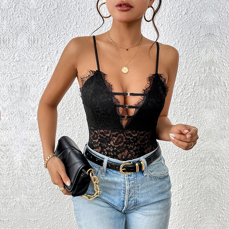 Women's Fashion Personalized Lace Jumpsuit - PixelGlamour