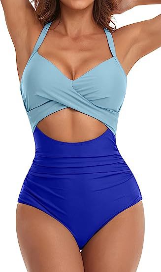 Women's Fashion Casual Cross One-piece Swimsuit - PixelGlamour