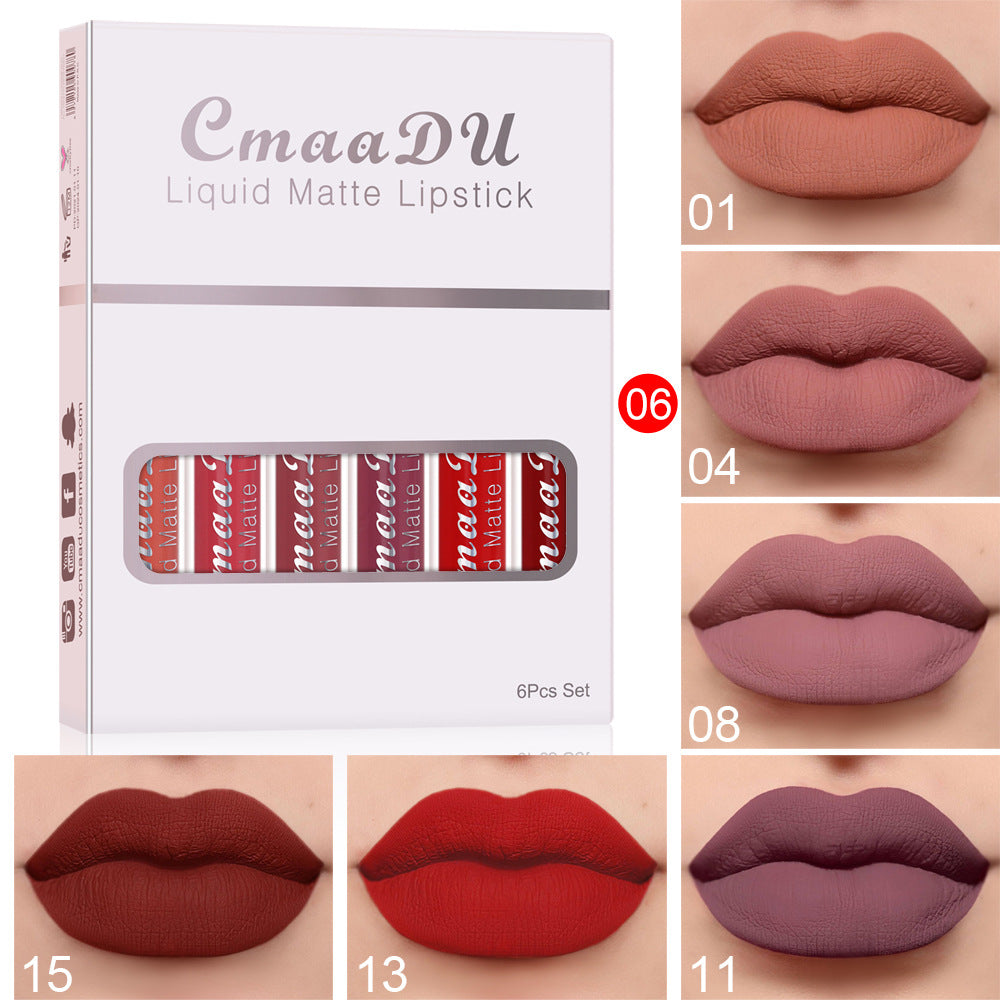 6 Boxes Of Matte Non-stick Cup Waterproof Lipstick - PixelGlamour